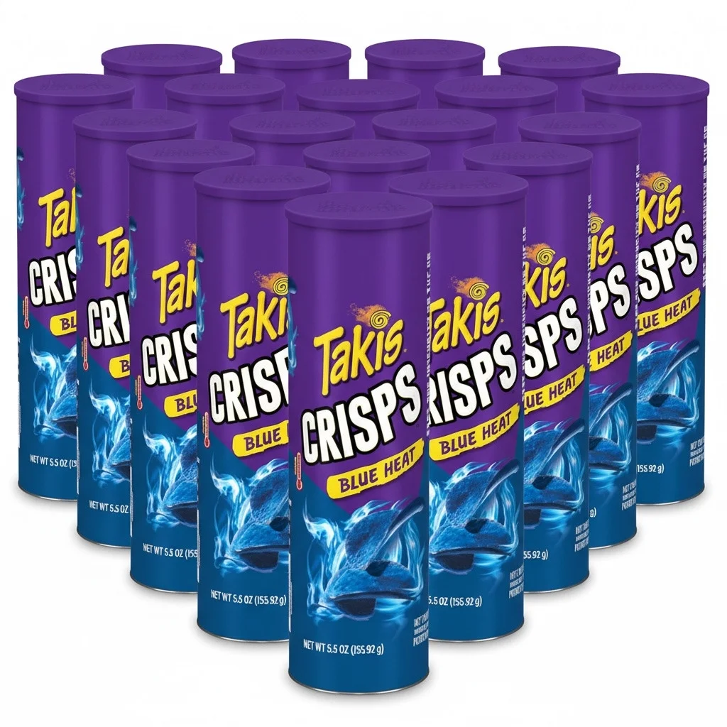 Takis Crisps Blue Heat Spicy Rolled Potato Crisps, 5.5 oz Cans, Pack of 15 - Image 5