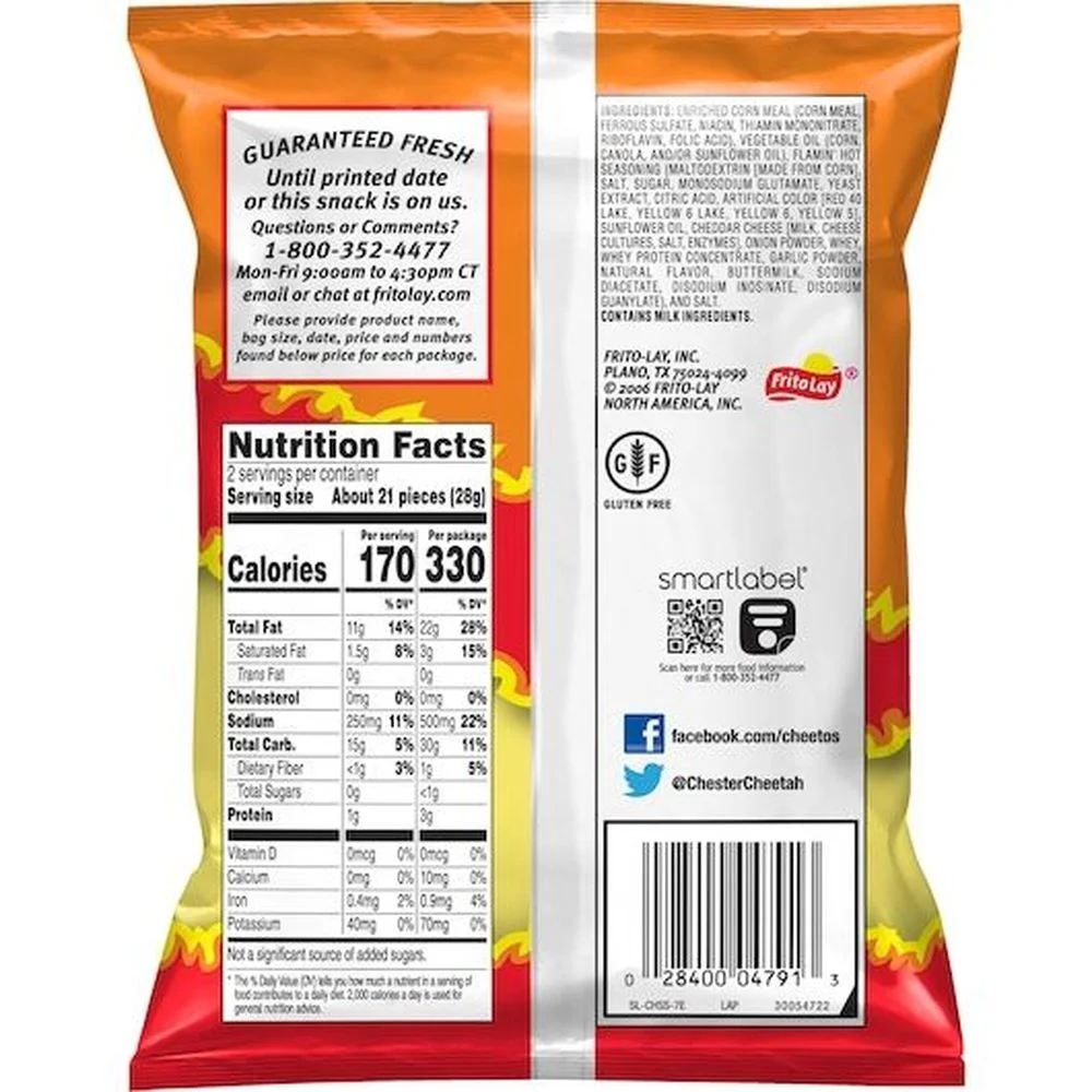 Cheetos Crunchy Flamin Hot Crunchy Cheese Flavored Snacks, 2 Ounce -- 64 per Case - Image 2