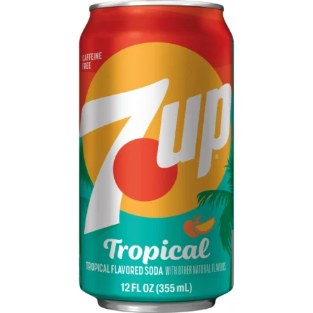 7UP Tropical Caffeine Free Lemon Lime Mango Peach Soda Pop, 12 fl oz, 12 Pack Cans