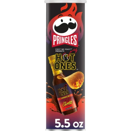 (14 pack) Pringles Hot Ones Barbacoa Potato Crisps Chips, Spicy Snacks, 5.5 oz
