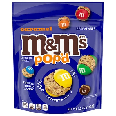 M&M's Pop'd Caramel Freeze Dried Candy 5.5oz (155g) - Case of 8